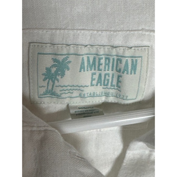 American‎ Eagle White Linen blend oversized shirt size medium - Picture 2 of 8